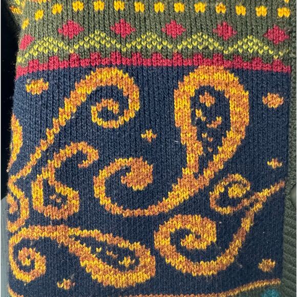 VTG Norton McNaughton Olive Green Mixed Print Knit Cardigan Sweater USA Small - Picture 5 of 9